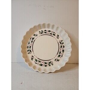 Royal Limited Holly Holiday Pie Quiche Tart Baking Dish Vintage Christmas